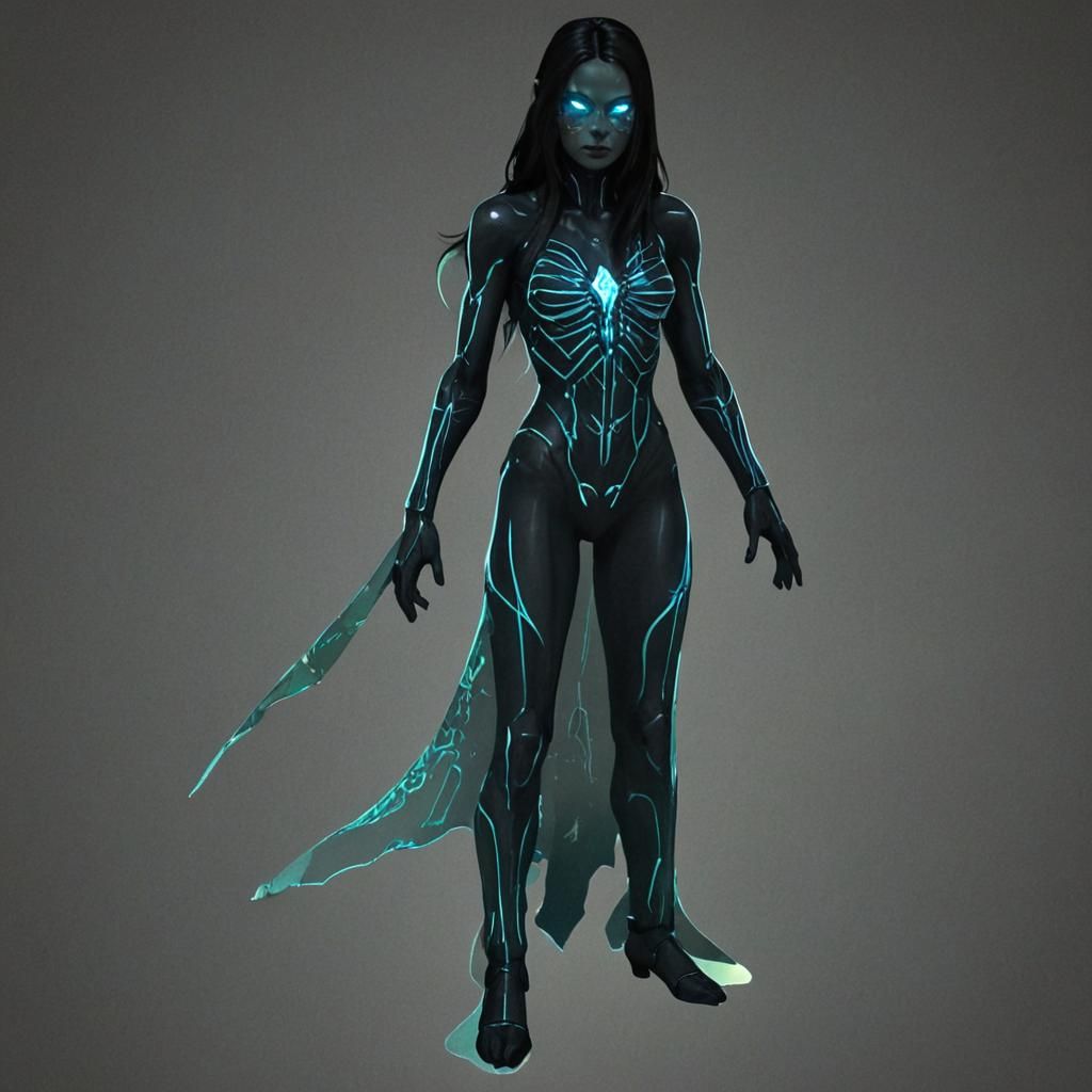 Dark Futuristic Hologram in a Grim Atmosphere