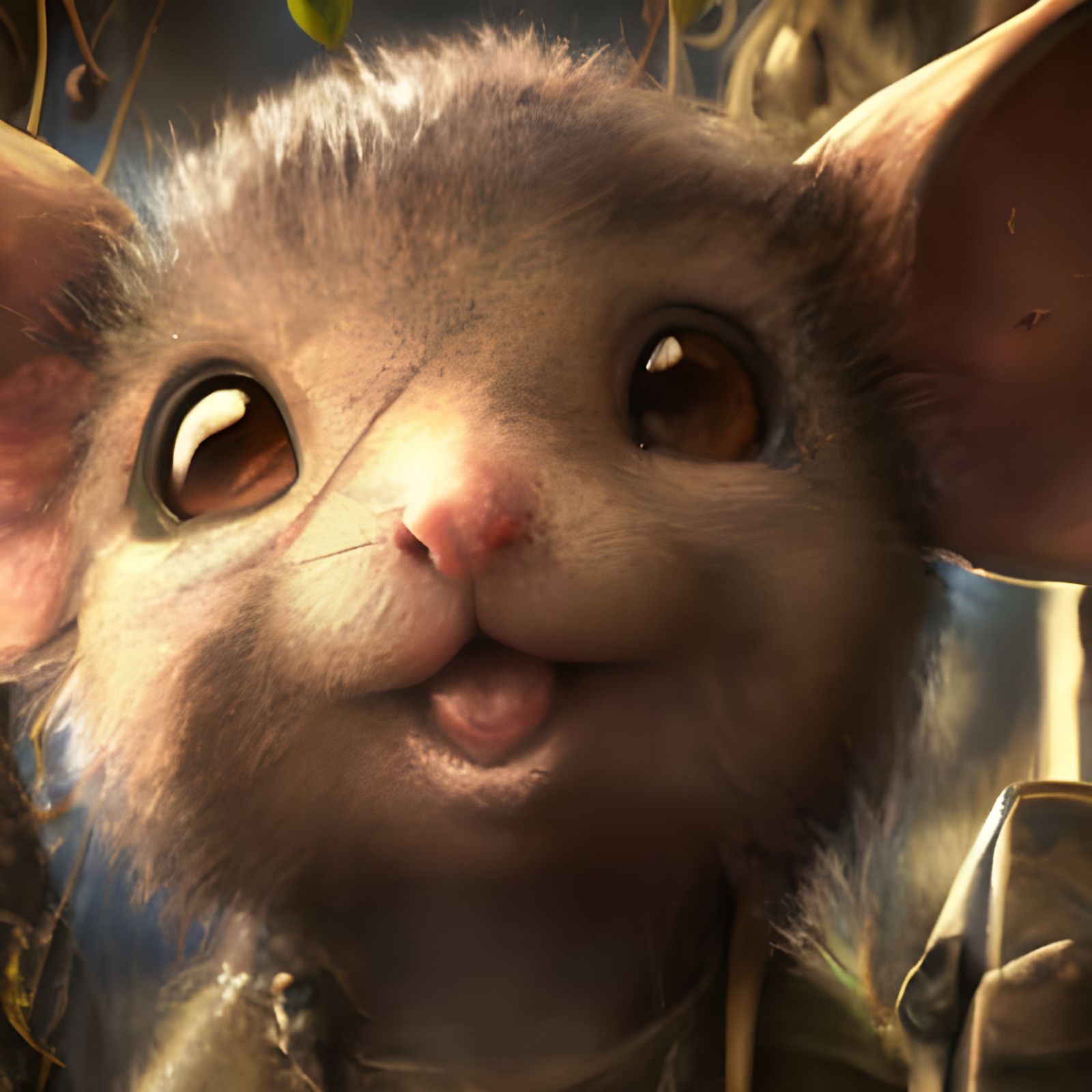 Adorable Mouse Portrait in a Fantastical 3D Scene