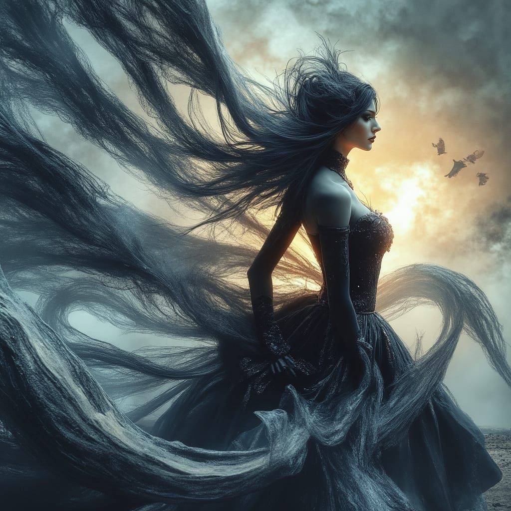 Mysterious Woman in Gothic Dreamscape