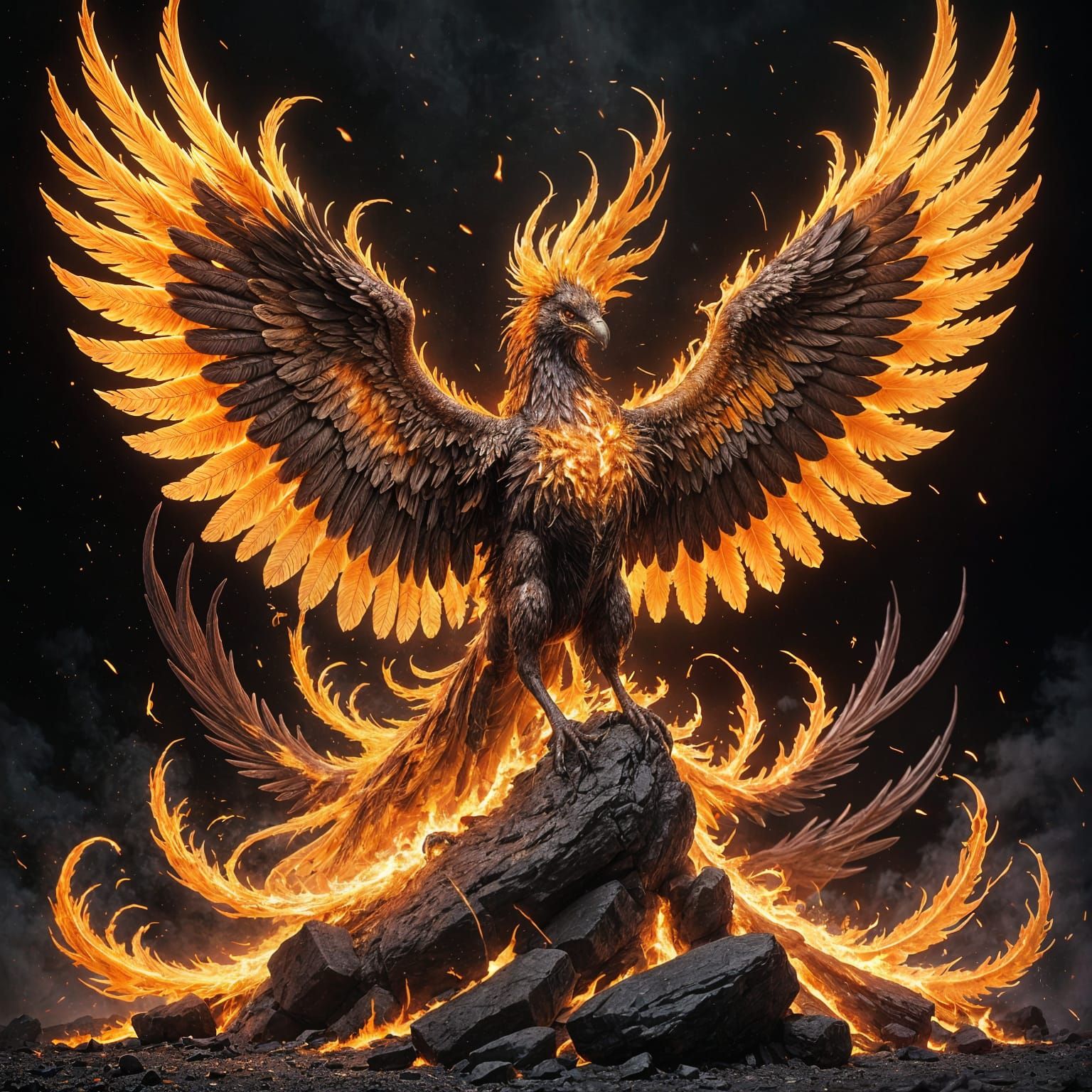Fiery Phoenix Rising: Ultra-Realistic Fantasy Art