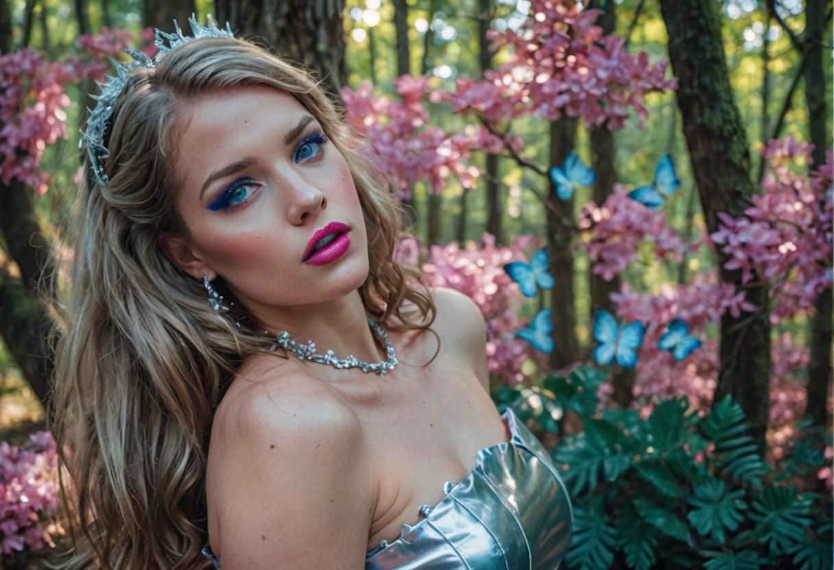 Enchanting Portrait of a Woman in Silver Latex
