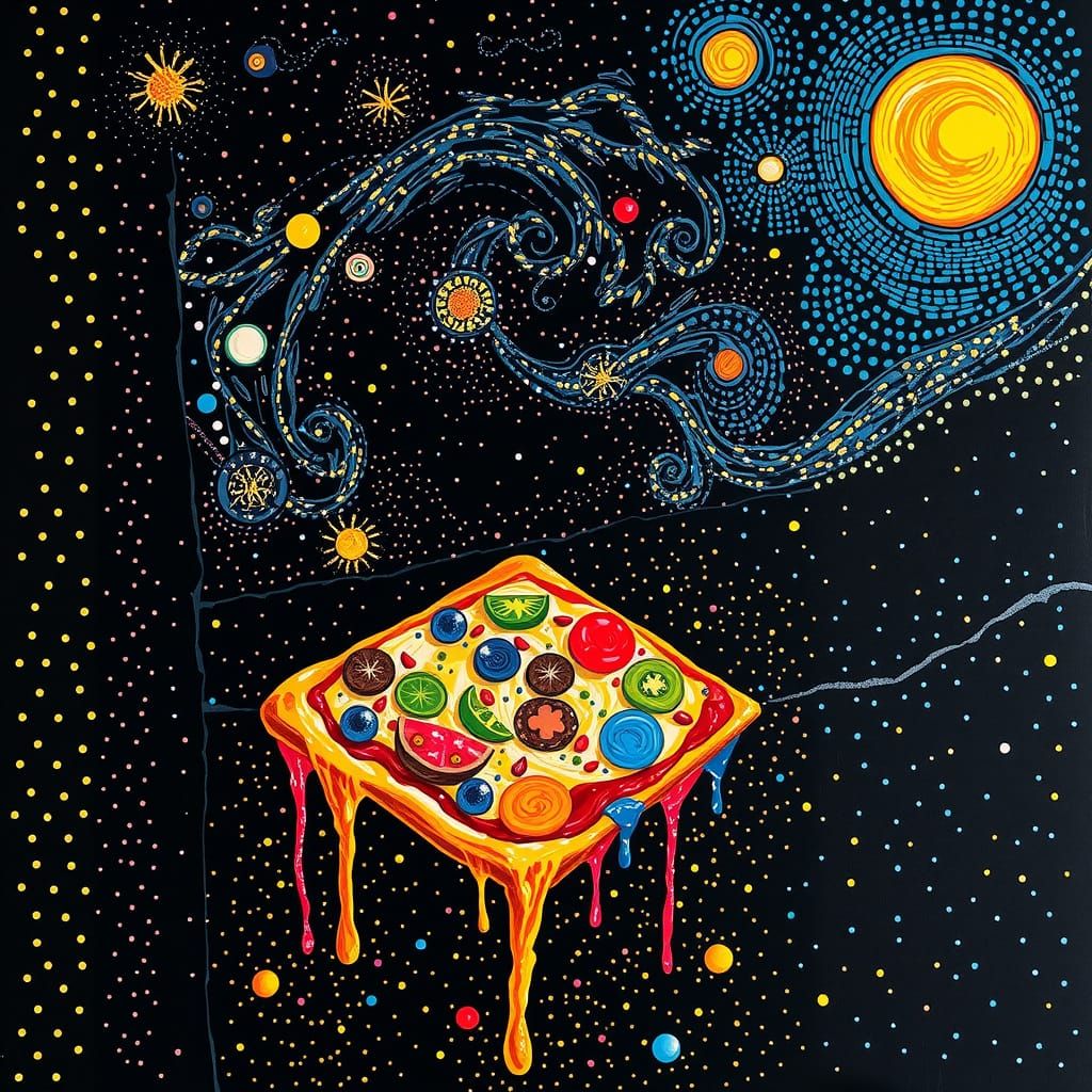 Polka Dot Pizza in Pointillist Graffiti Style