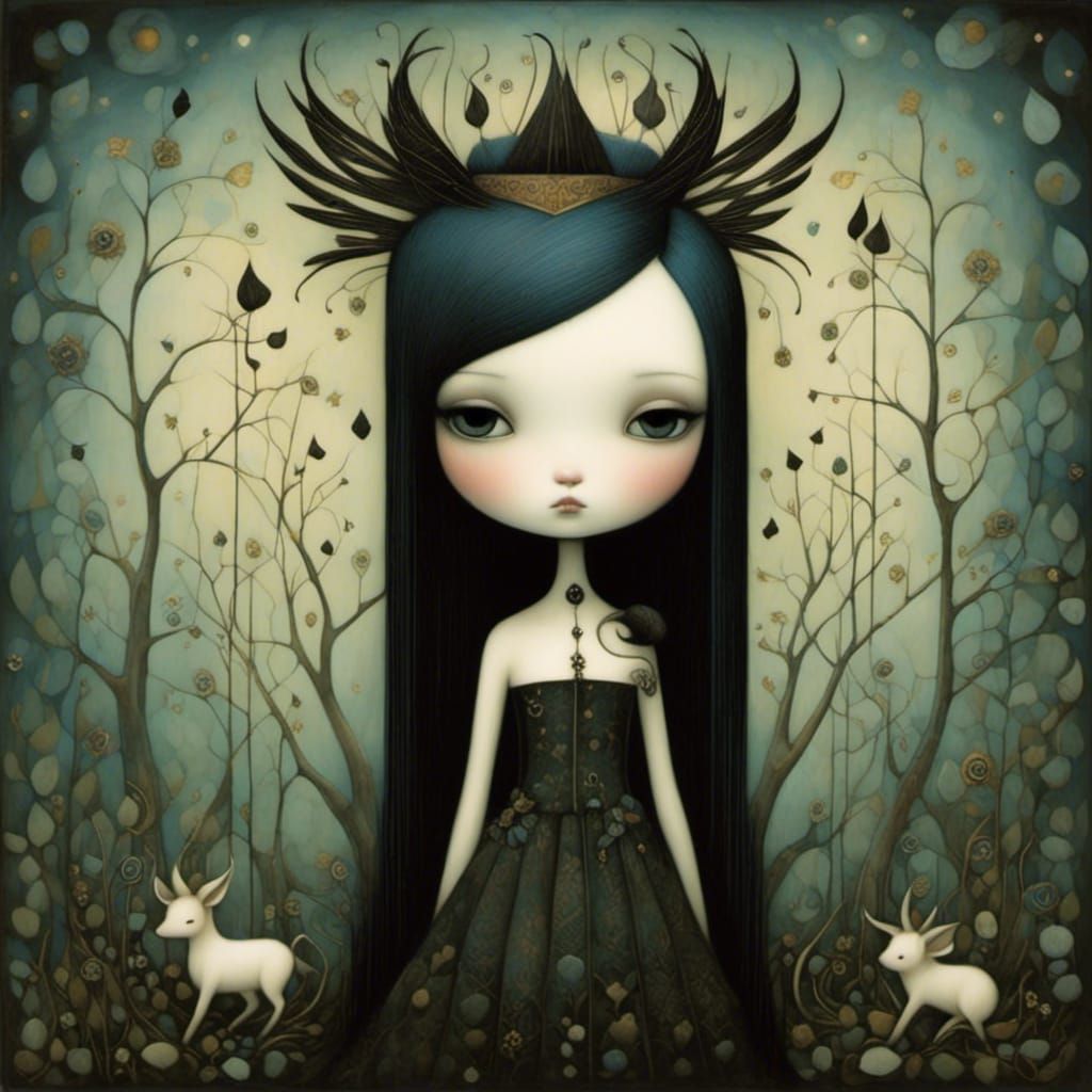 Gothic Princess Portrait in Illustrative Style