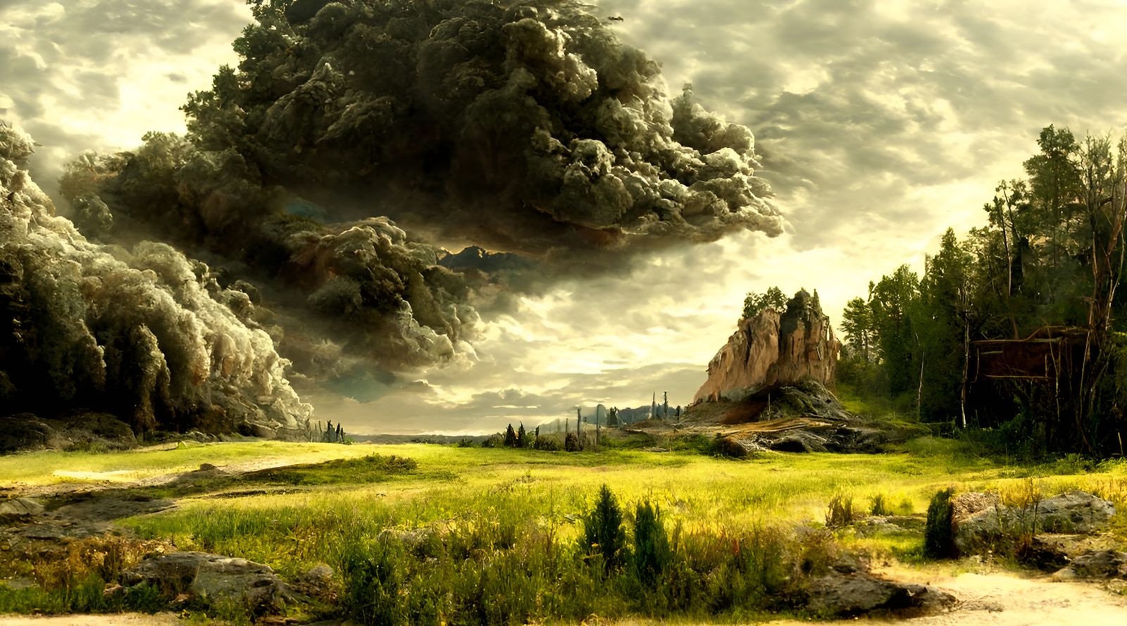 Apocalyptic Landscape Vista in Hyperrealistic Style