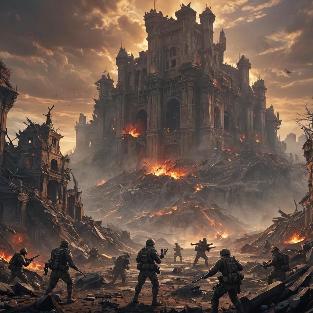 Epic Fantasy Battle in a Ravaged World