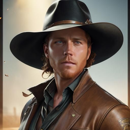 Cowboy Portrait in Hyperdetailed Splash Art Style