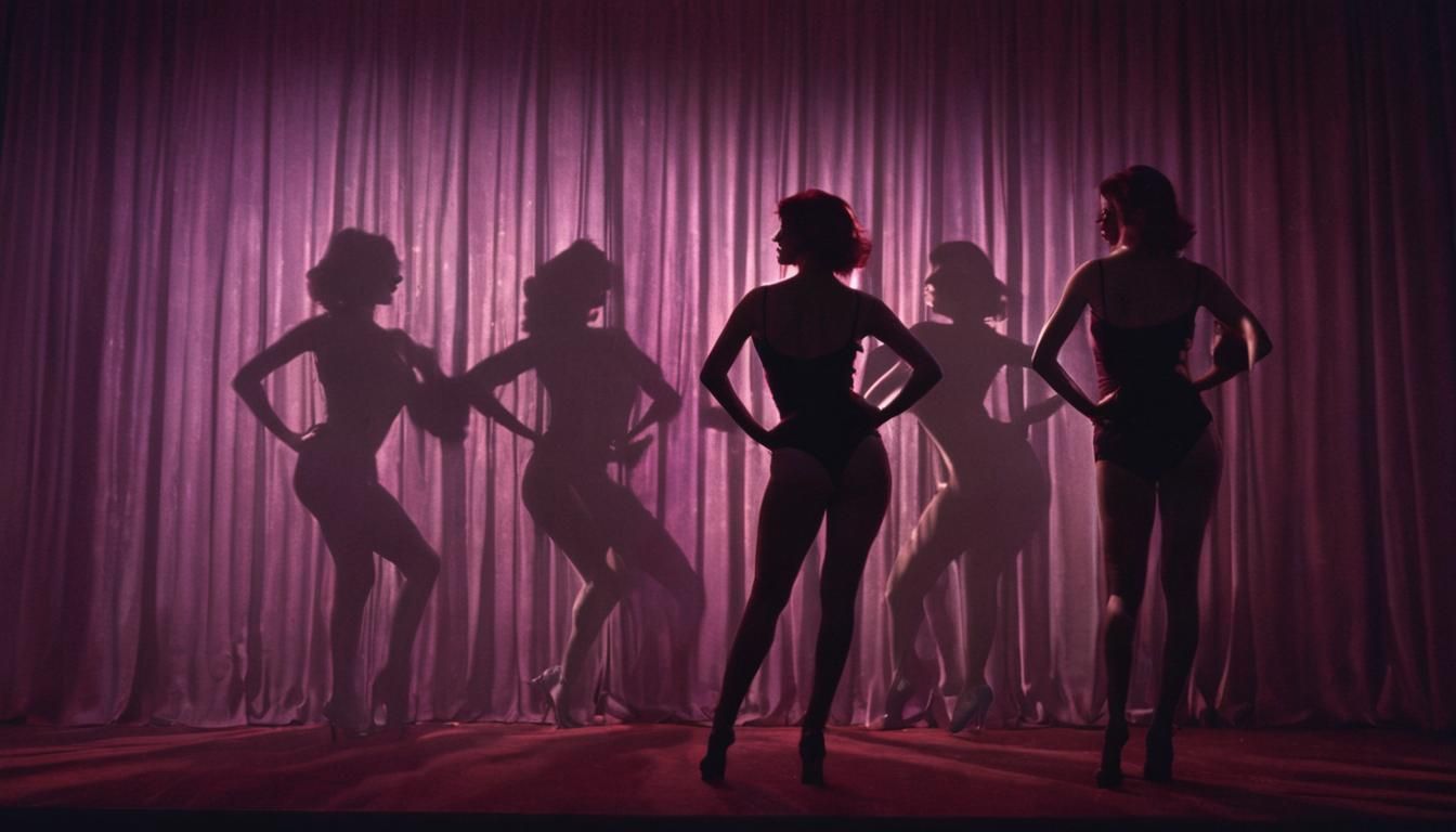 Dramatic Burlesque Dancers in Film Noir Style