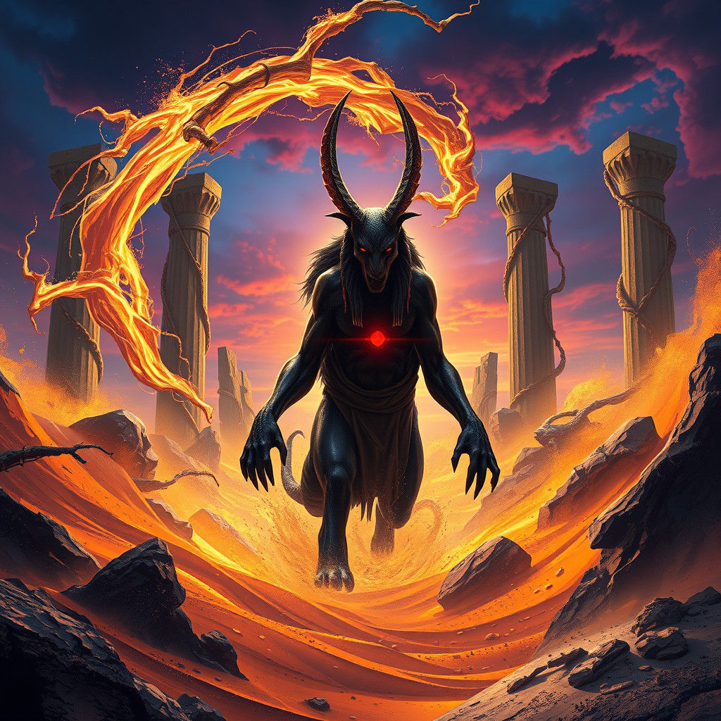 Anubis God Emerges from Underworld in High-Fantasy