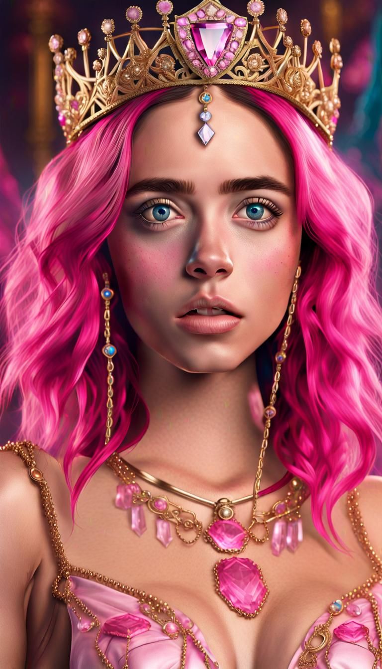 Princesses in a Neon Candy Shop: Hyperrealistic Portrait