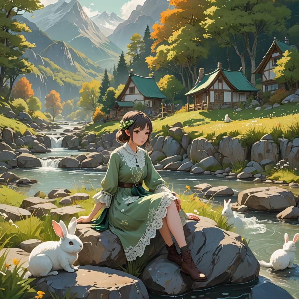 Enchanted Forest Girl in Anime Style