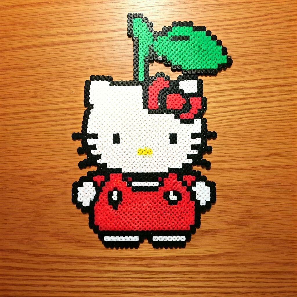Hello Kitty Perler Bead Cherry Pattern in Pixel Art