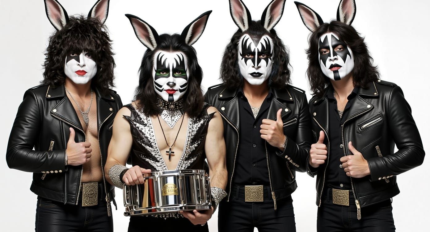 KISS as Rabbits in Full Costume and Makeup