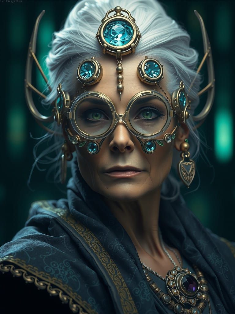 Ethereal Mystic in Futuristic Attire