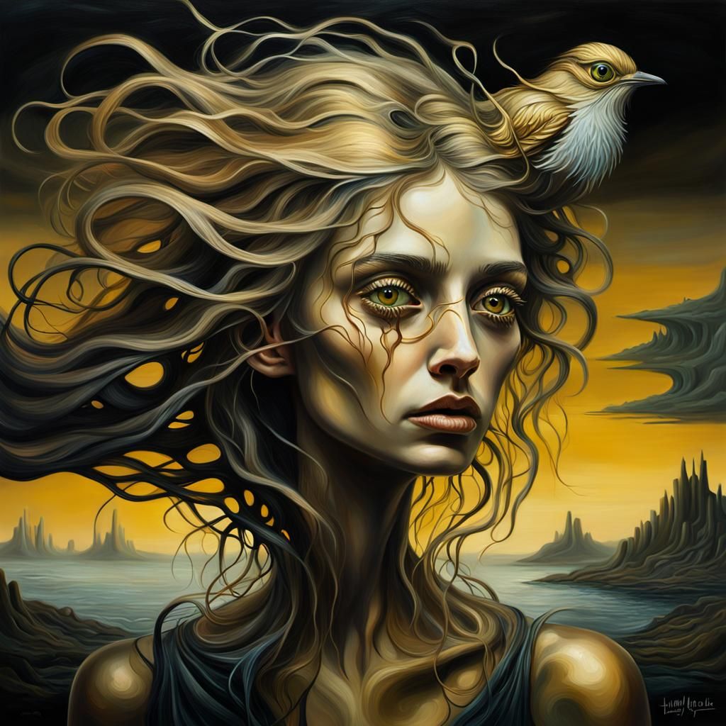 Surreal Portrait of a Girl in Eerie Landscape