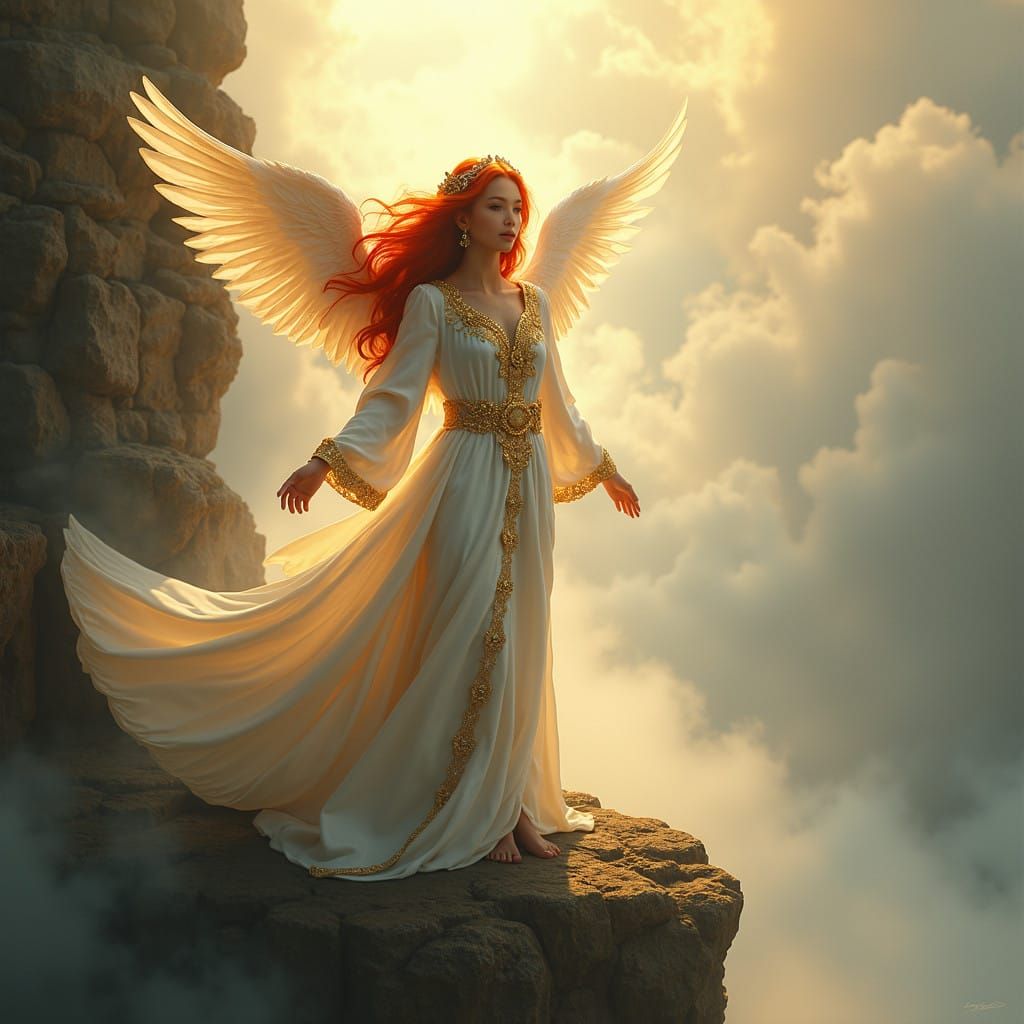 Surreal Angelic Goddess in Golden Light
