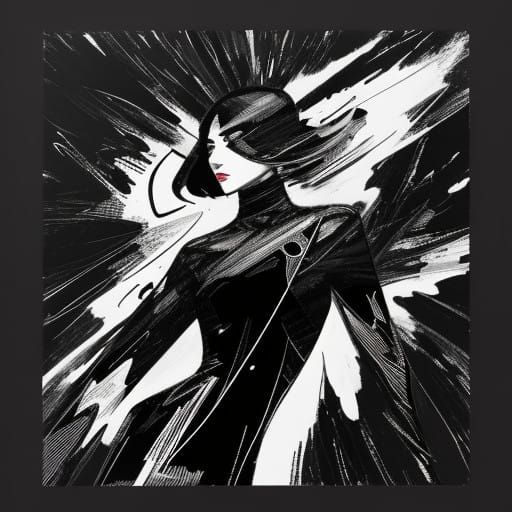 Elegant Woman in Bold Black and White Art