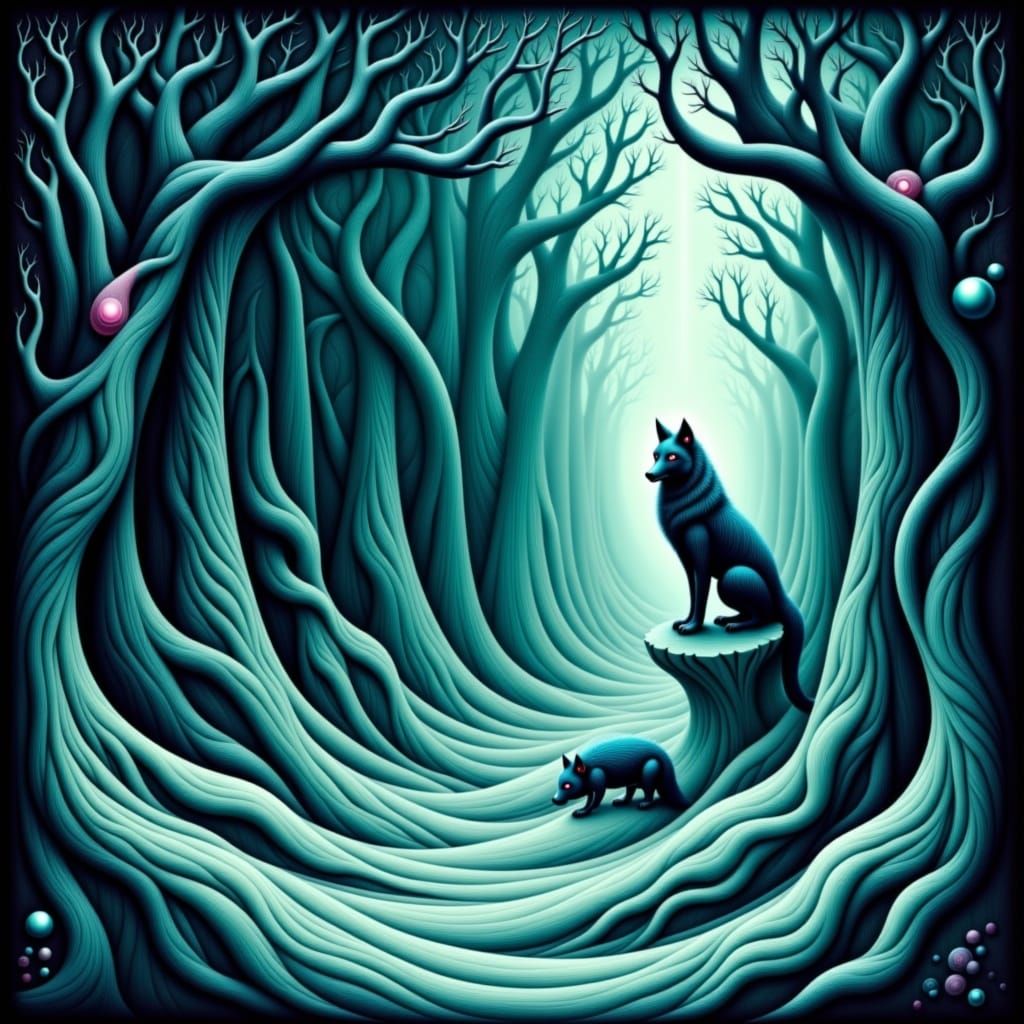 Lone Wolf in Crystalline Forest