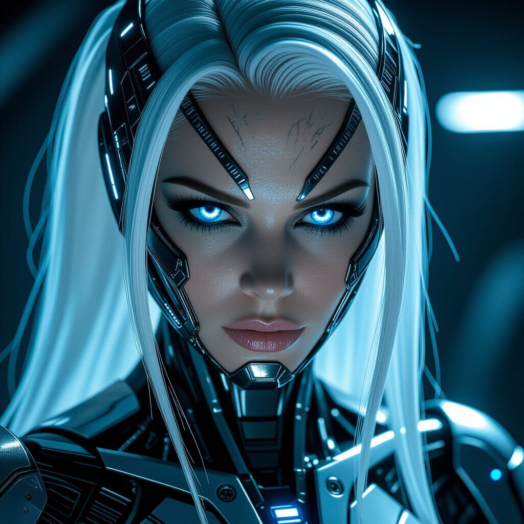 Cyborg Emma Frost in Biomechanical Style