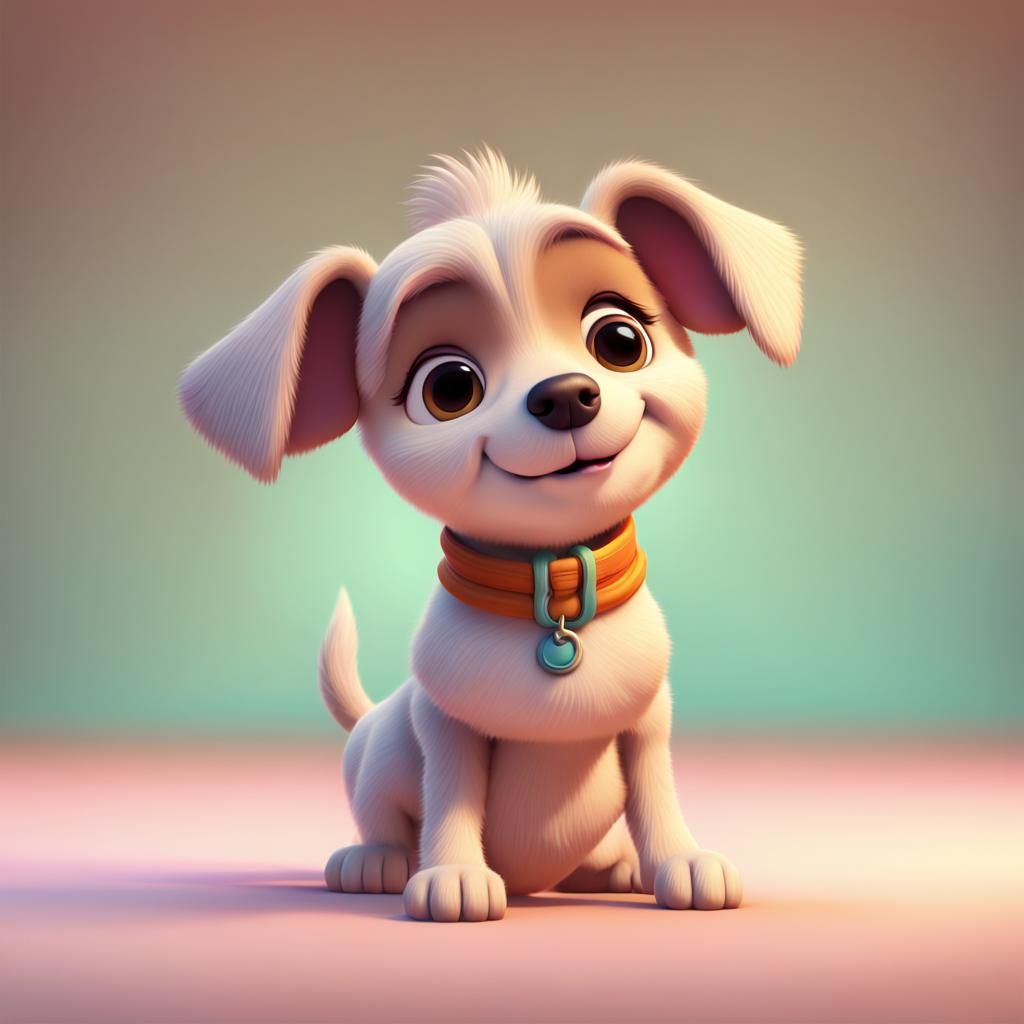 Adorable Puppy in Pixar-Style 3D Digital Art