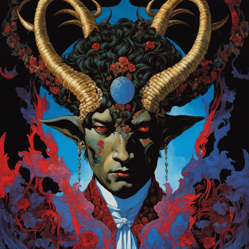 Neo-Gothic Satyr Goat Man in Rich Colors