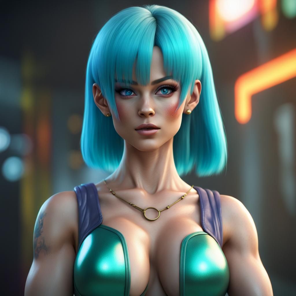 Hyperrealistic Dragonball Bulma Portrait in 8K