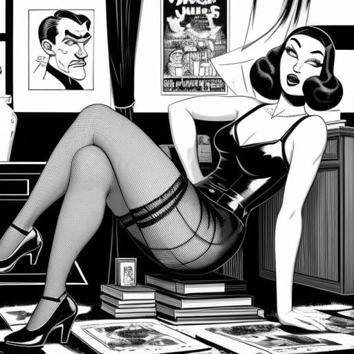 Risqué Cartoon Scene in 1930s Comic Style