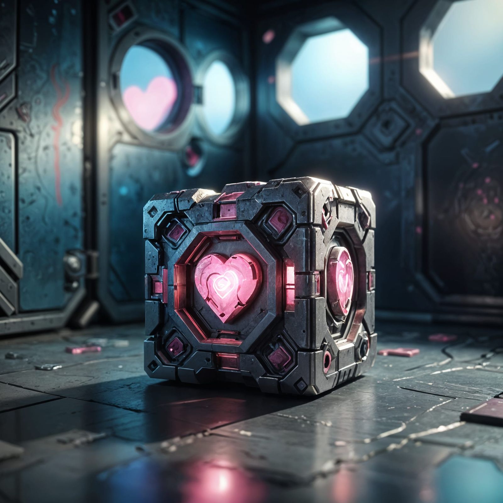 Surreal Sci-Fi Still Life in Aperture Science Test Chamber