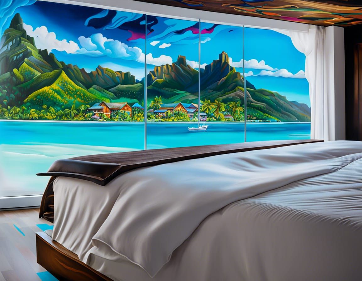 Bora Bora Bedroom in Graffiti Splash Art Style