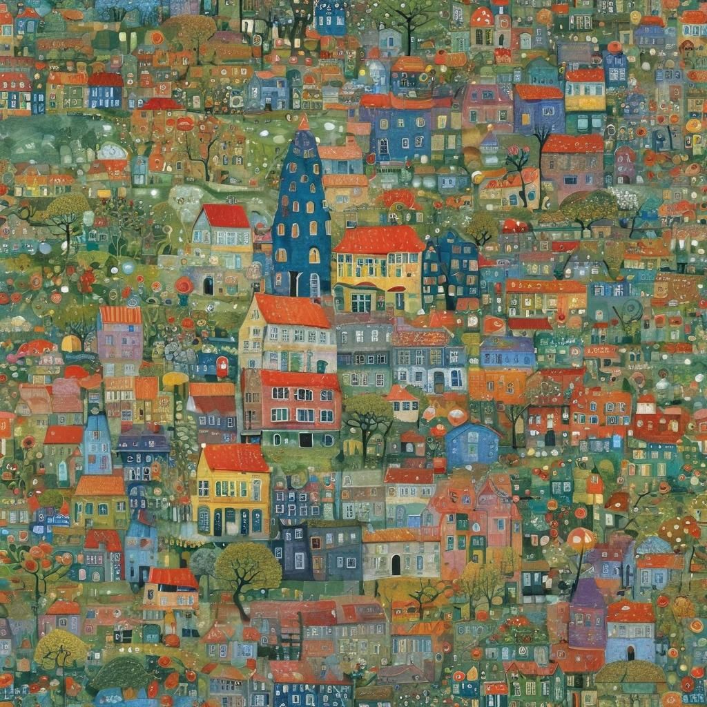 Hundertwasser-Inspired Abstract Landscape