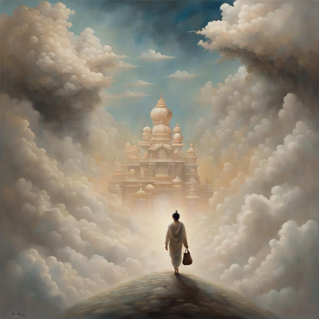 Ethereal Traveler Reaches Heaven: Inspired by Ganesh Pyne