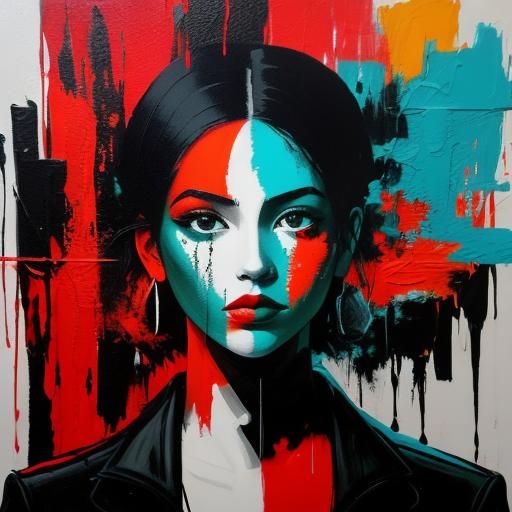 Abstract Silhouette: Modern Street Art in Cubist Style