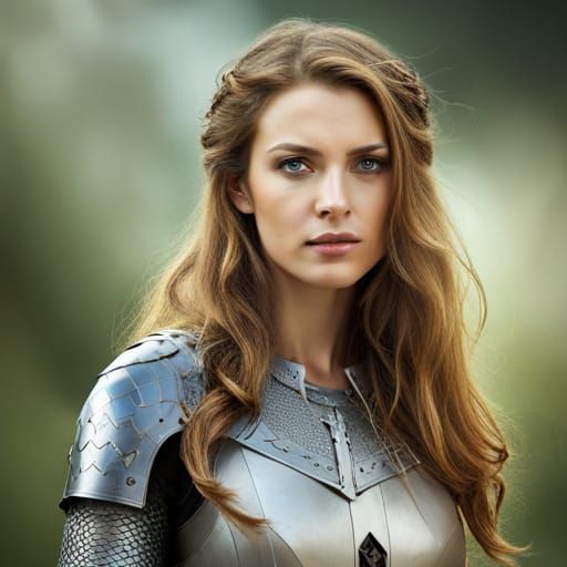 Female Medieval Knight in Shining Armor