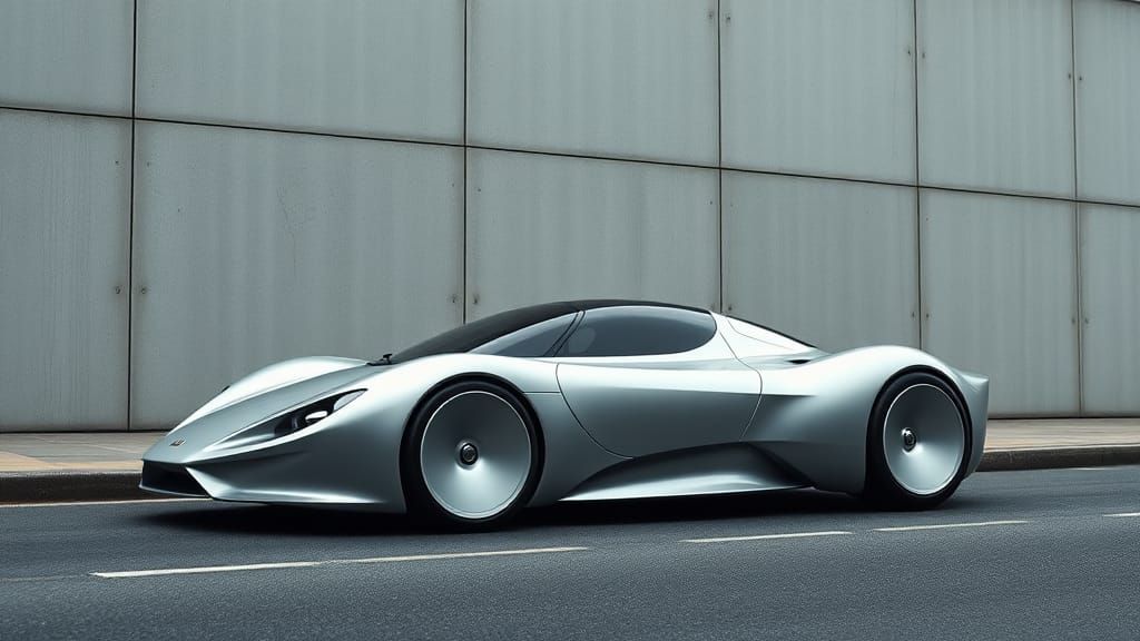 Retro-Futuristic Sports Car on Desolate London Street