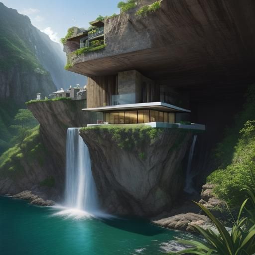 Impossible Cliffside House by Watering Hole