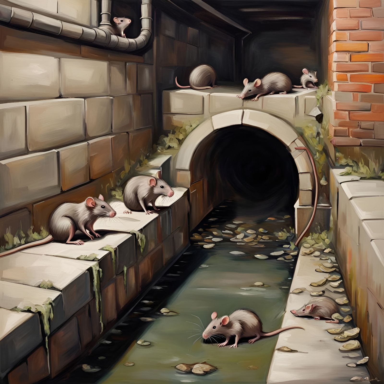 Impasto Sewer Tunnel with Rats
