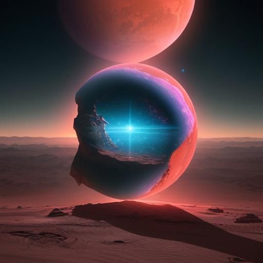 Astral Magic City on Mars: Cosmic Illustration