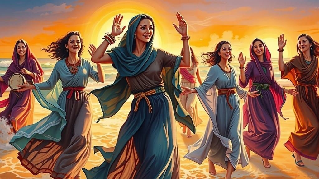 Vibrant Women Sing and Dance at the Red Sea