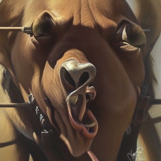 Menacing Fiend in Oil Painting Style