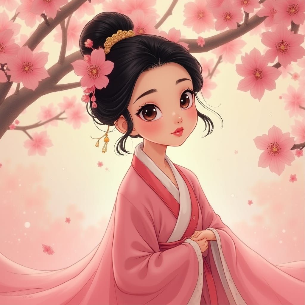 Han Dynasty Concubine in Disney Animation Style