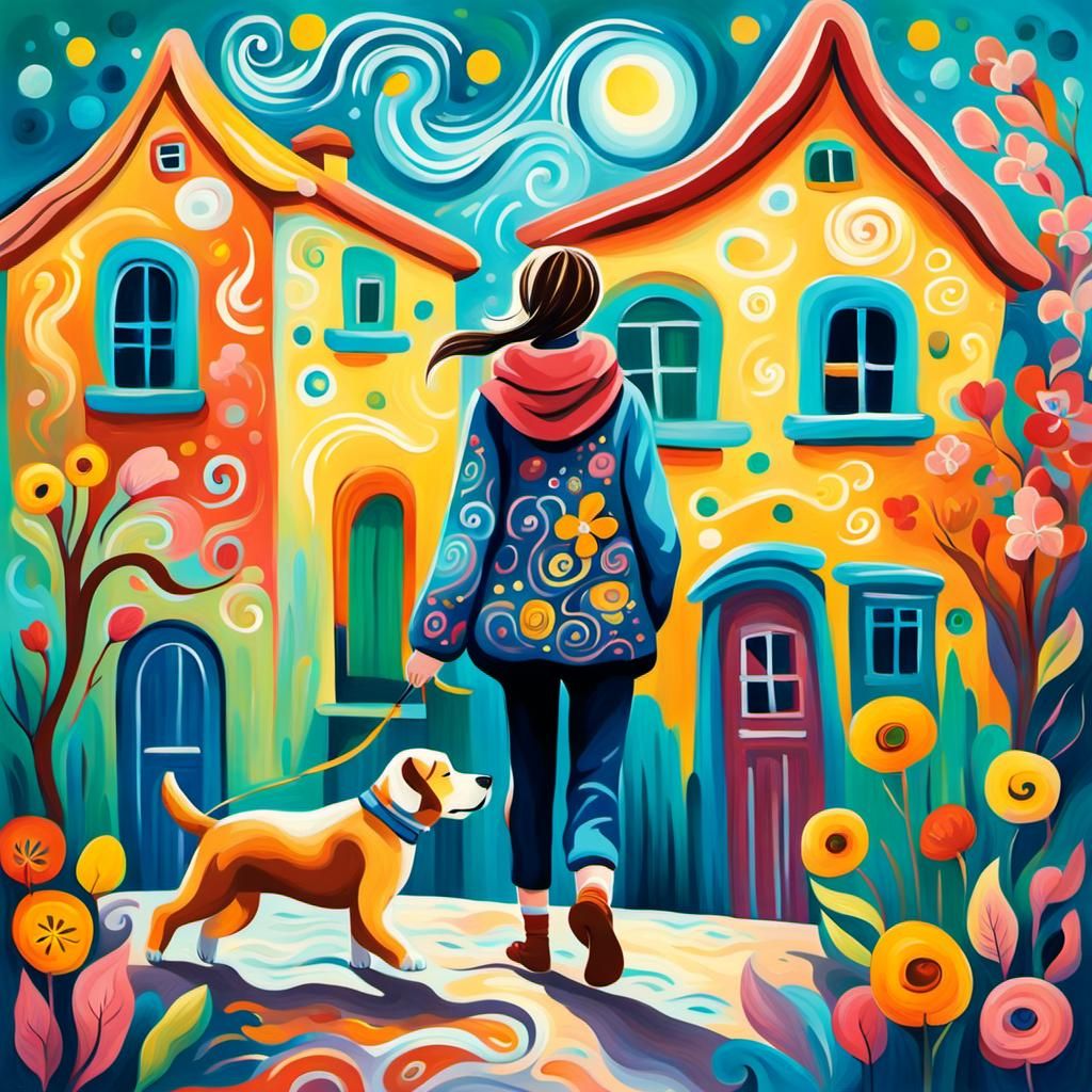 Whimsical Village in Vibrant Fantasy Style