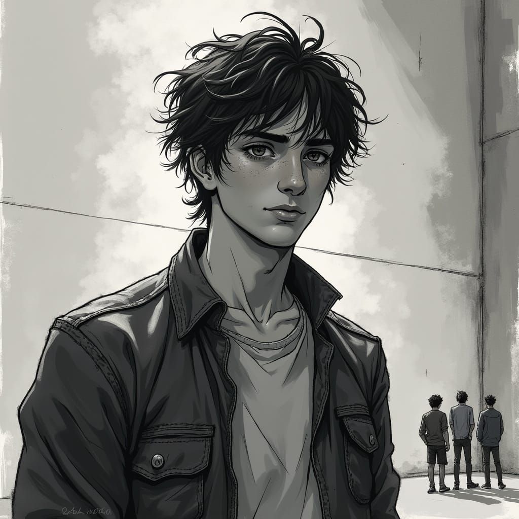 Intriguing Portrait in Dark Ink Style