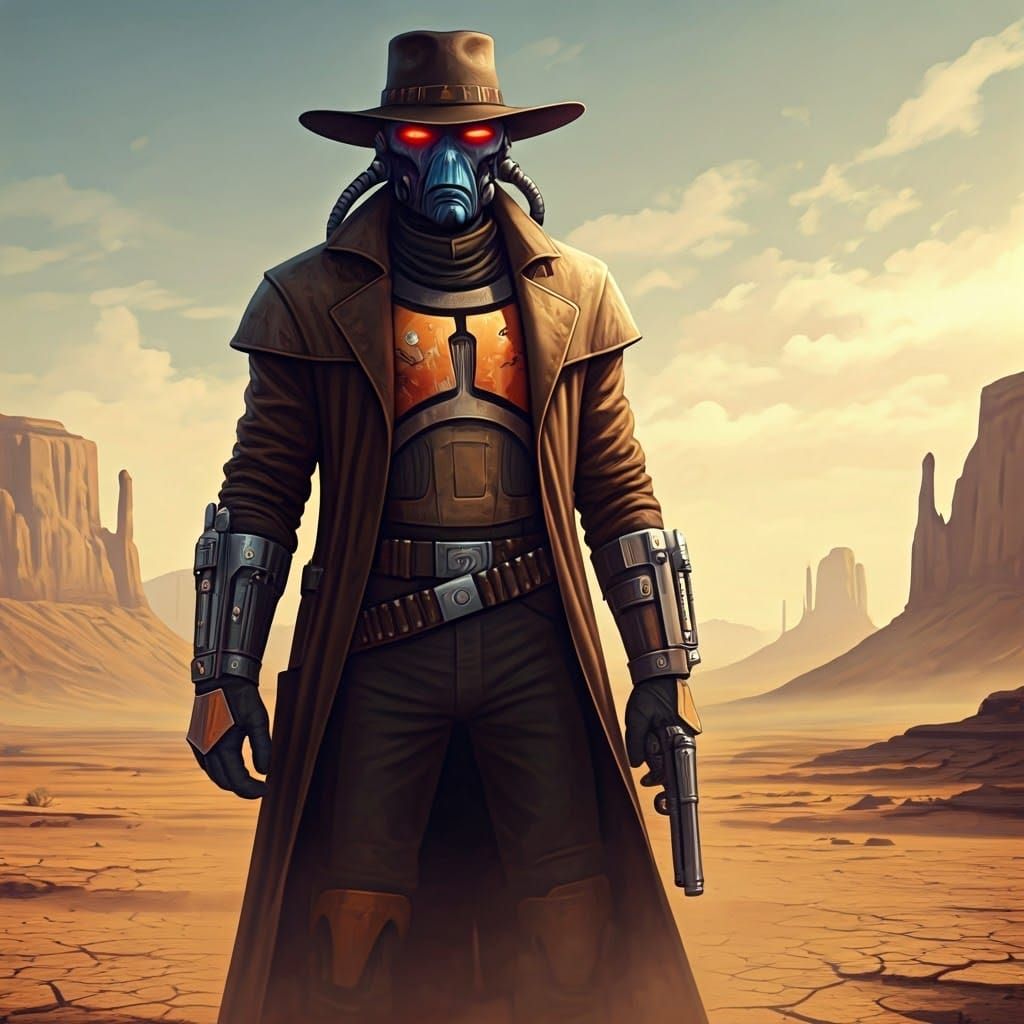 Cad Bane in Desert Landscape, Sci-Fi Western Realism