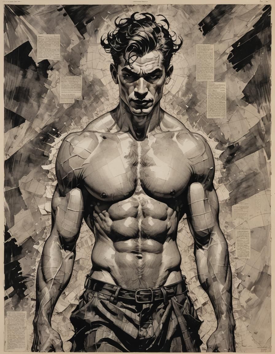 Cartoon Swarthy Man in Norman Lindsay Style