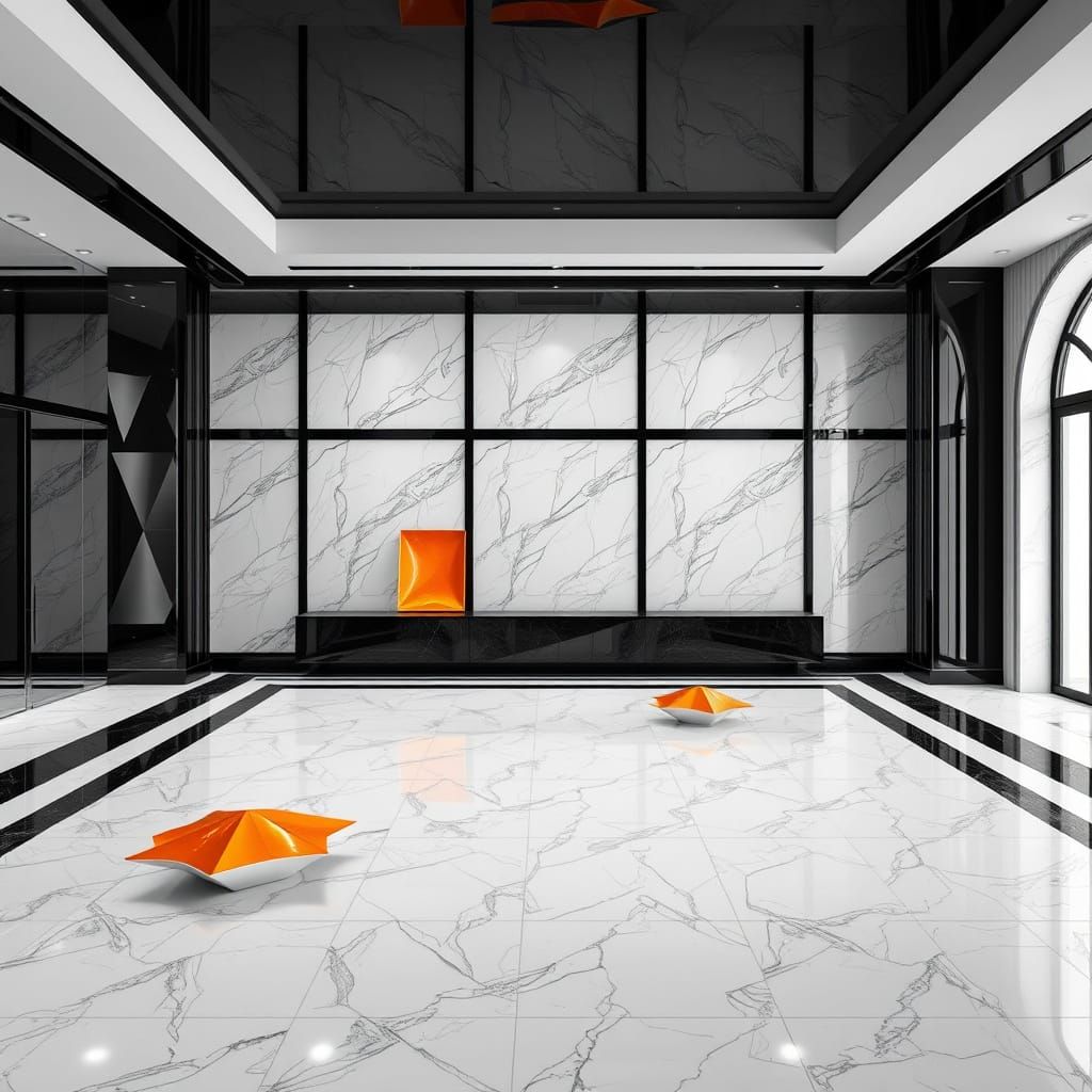 Surreal Hyperrealist Scene with Checkerboard Floor