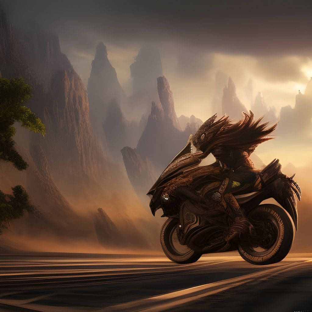 Exotic Superbike with Fantasy Wheels, Digital Art