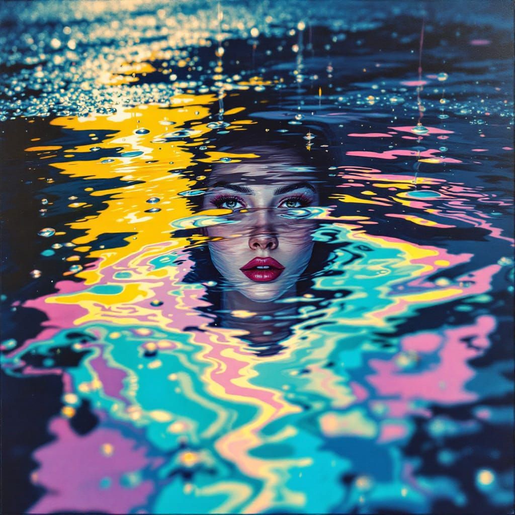 Rain Puddle Reflection in Splash Art Style