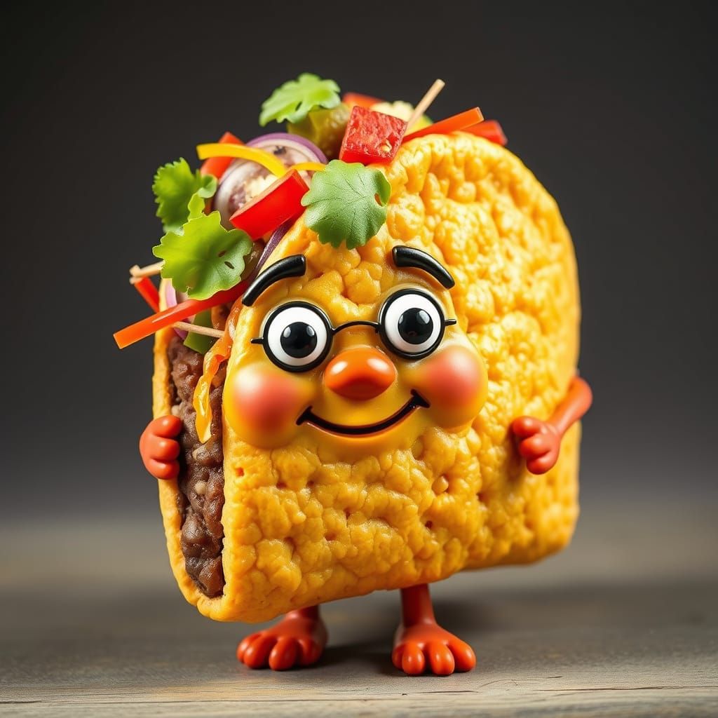 Vibrant Taco in Whimsical Style