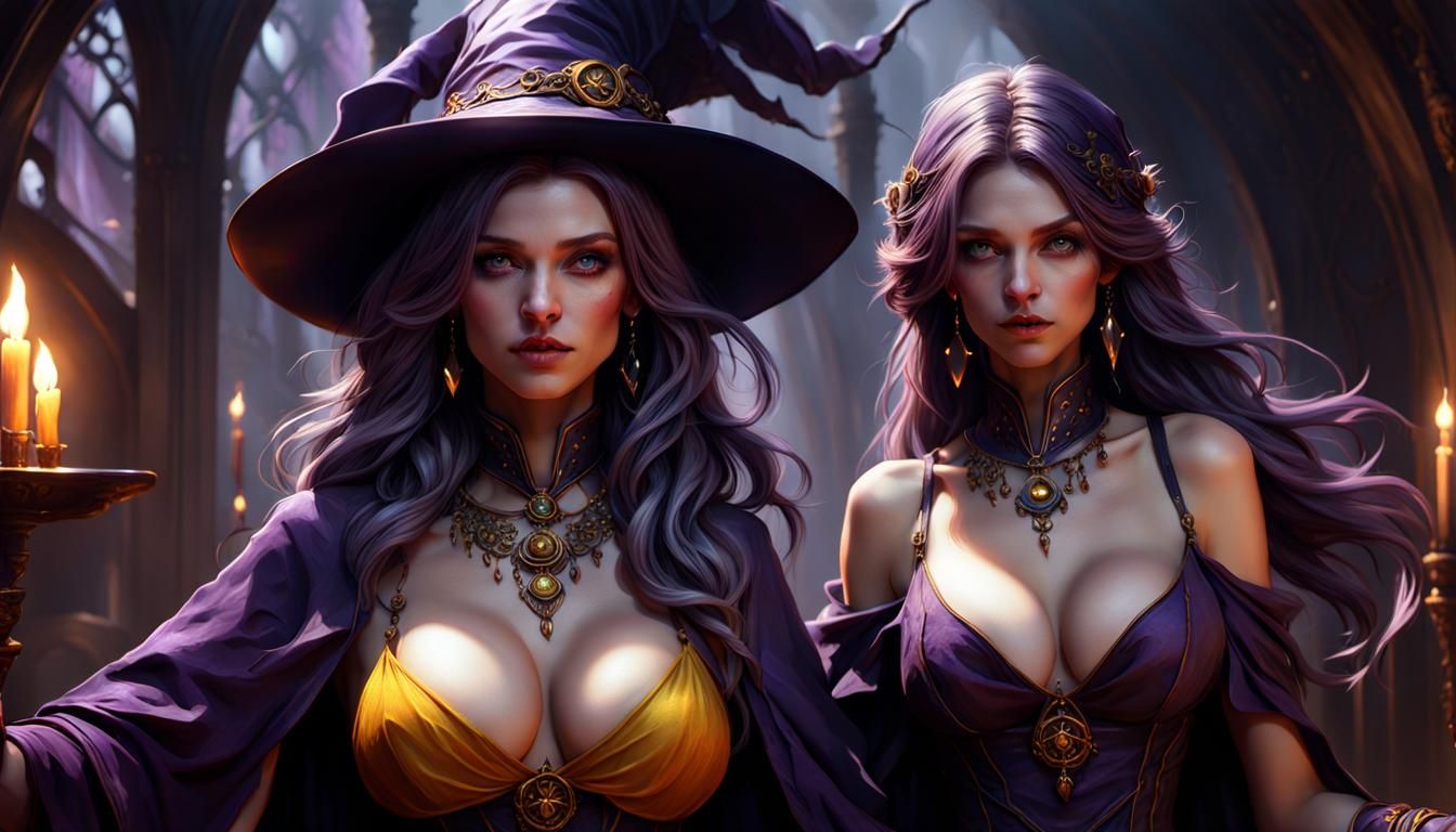 Nude Witch Sisters: Dark Fantasy Art