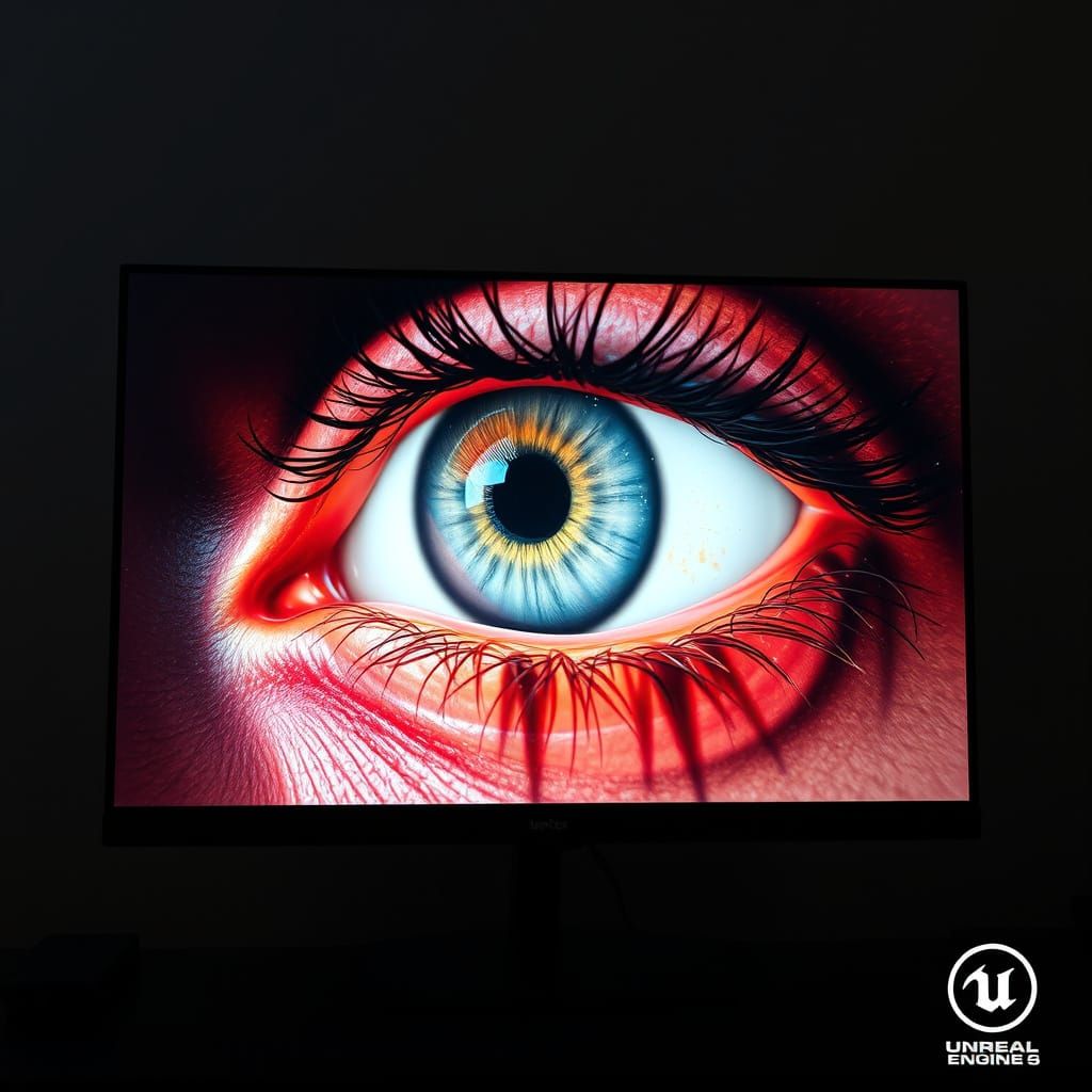 Surreal Eye Projection on High-Resolution Monitor in Fantast...