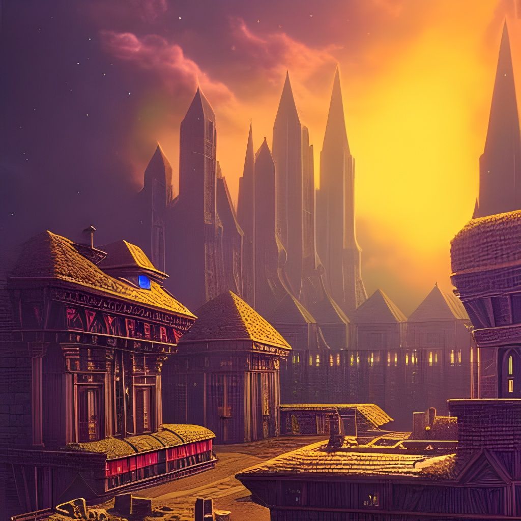 Dark Medieval Town in Digital Matte Painting